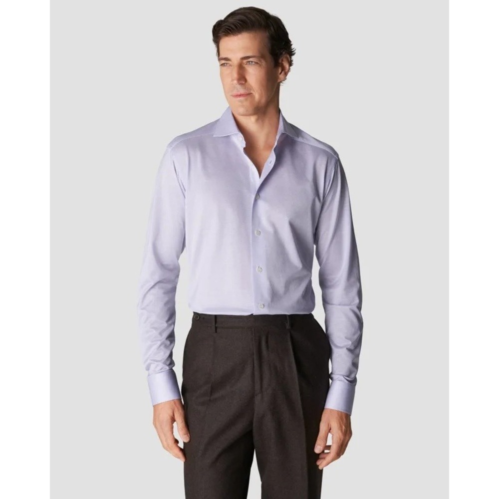 Eton Mens Purple King Knit Shirt‎ Stretch Cotton Stripe Business Casual NWT 4XL